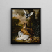 an owl great horned owl with other birds in a landscape - Dirk Valkenburg — framed artwork on a wall