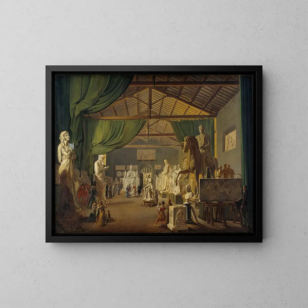 Bezoek van paus Leo XII aan de ateliers van Thorvaldsen op het Piazza Barberini, 18 oktober 1896 - Ditlev Martens — ingelijst kunstwerk aan de muur