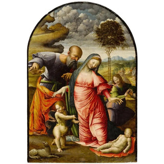 Domenico Beccafumi - The Madonna Saint Joseph the Infant Baptist and an angel adoring the Infant Christ The Feigen Adoration.webp