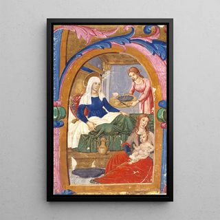 Domenico Ghirlandaio - The birth of the Virgin in an initial H.webp