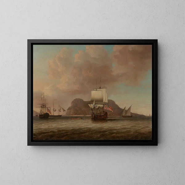 a British naval squadron off Gibraltar - Dominic Serres — framed artwork on a wall