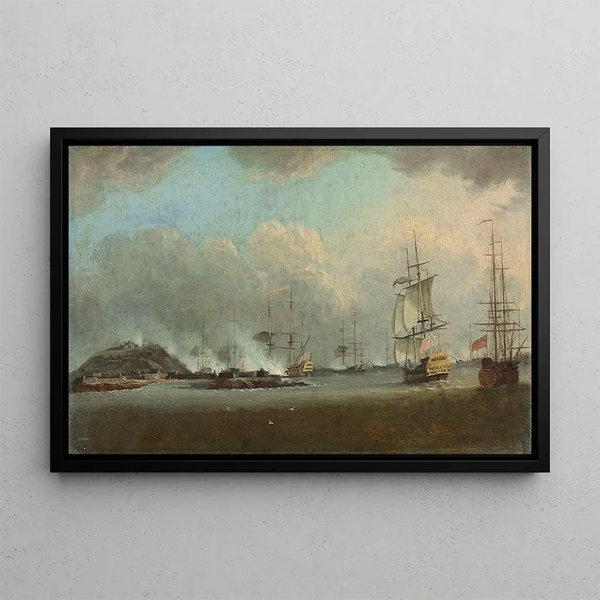 Dominic Serres - The attack on the island of Gore off the coast of Senegal on 29 December 1758 under the command of Commodore The Honourable Augustus Keppel.webp