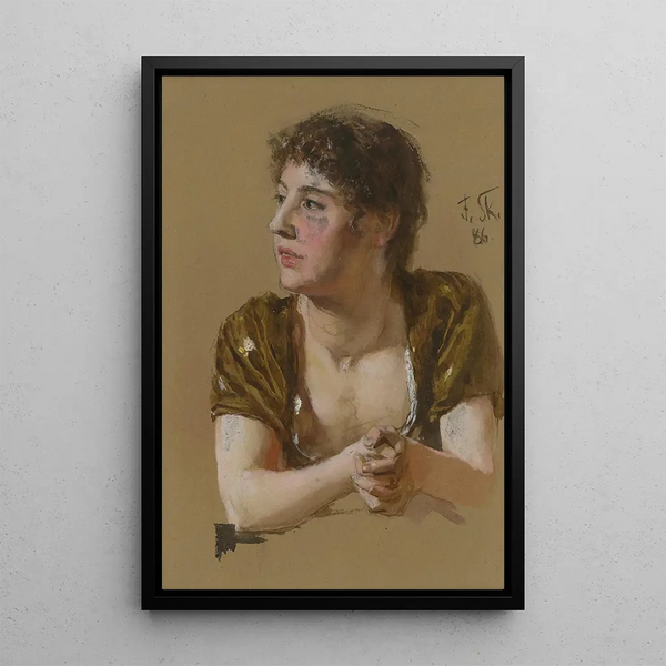Reproductie van het schilderij Studie van een vrouwenportret - Dominik Skutecký