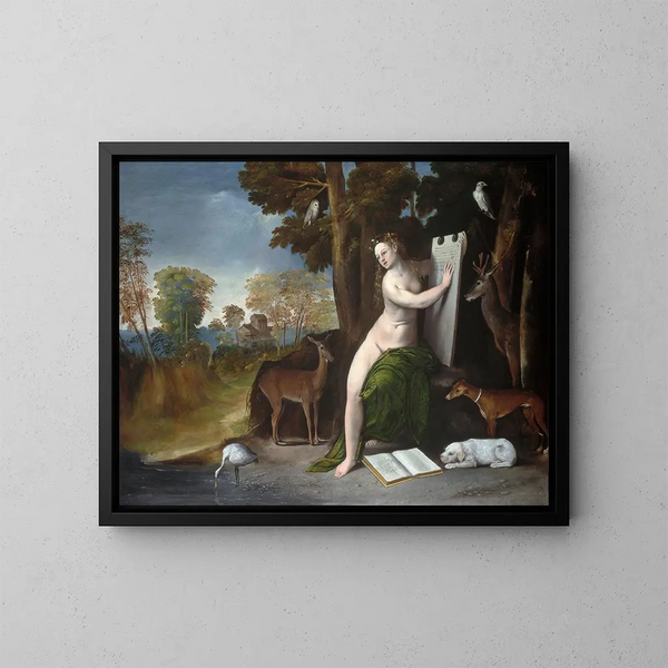 Circé et ses amants dans un paysage - Dosso Dossi — framed artwork on a wall