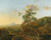 Een Italiaans landschap met reizigers - Nederlandse School — weergave van het kunstwerk