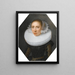 Portret van een dame met een witte aardbei - Nederlandse School — ingelijst kunstwerk aan de muur