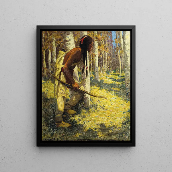 Indian Hunter Painting - Eanger Irving Couse — framed artwork on a wall