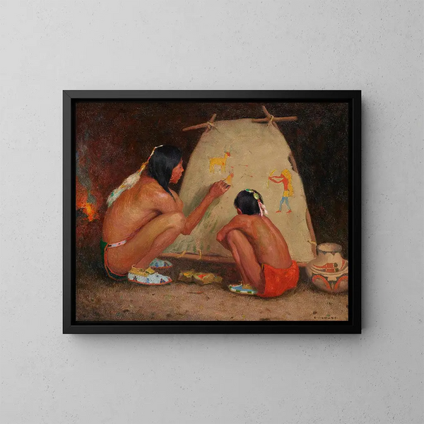 Indian painter painting - Eanger Irving Couse — framed artwork on a wall