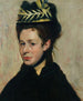 Buste van een vrouw met een verenhoed - Edgar Degas — weergave van het kunstwerk