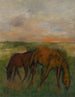 Twee paarden op de weide - Edgar Degas — weergave van het kunstwerk