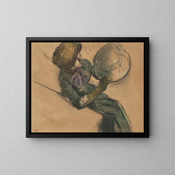 Vrouw met hoed - Edgar Degas — ingelijst kunstwerk aan de muur