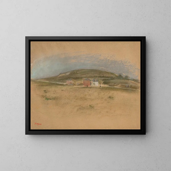 Huizen aan de voet van een klif - Edgar Degas — ingelijst kunstwerk aan de muur
