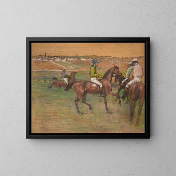 Paardenrennen - Edgar Degas — ingelijst kunstwerk aan de muur