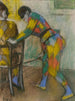 Twee Arlequins - Edgar Degas — weergave van het kunstwerk