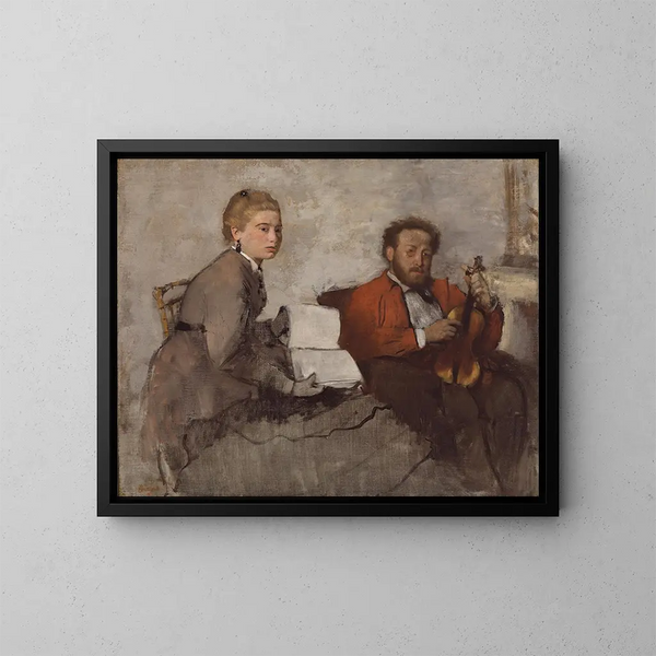 Violinist and Young Woman - Edgar Degas — framed artwork on a wall