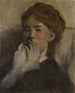 Jonge vrouw met haar hand voor haar mond - Edgar Degas — weergave van het kunstwerk