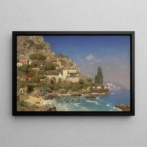 View of the Amalfi Coast - Edmund Berninger — framed artwork on a wall