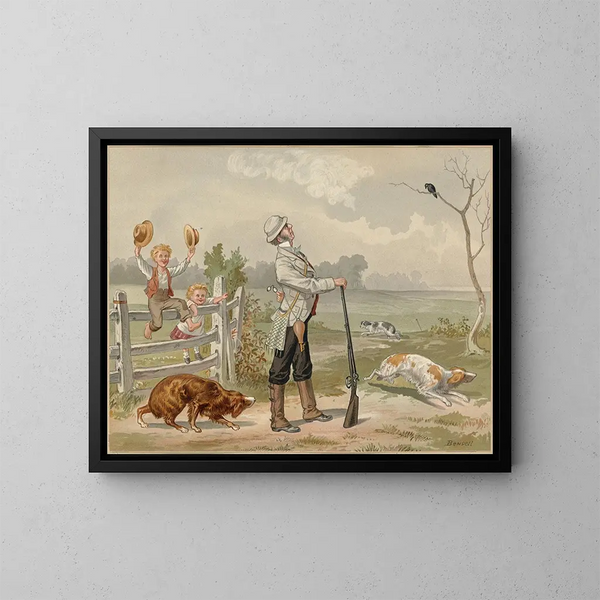 Hunting scene - Edmund Birckhead Bensell — framed artwork on a wall