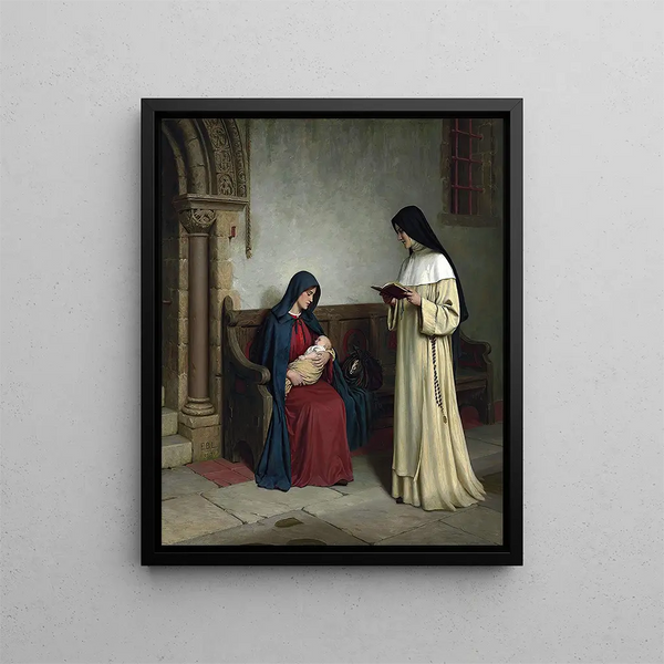 Books and Art Motherhood - Edmund Blair Leighton — framed artwork on a wall