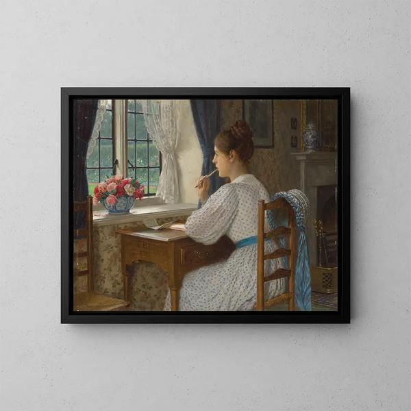 Wandering Thoughts - Edmund Blair Leighton — framed artwork on a wall