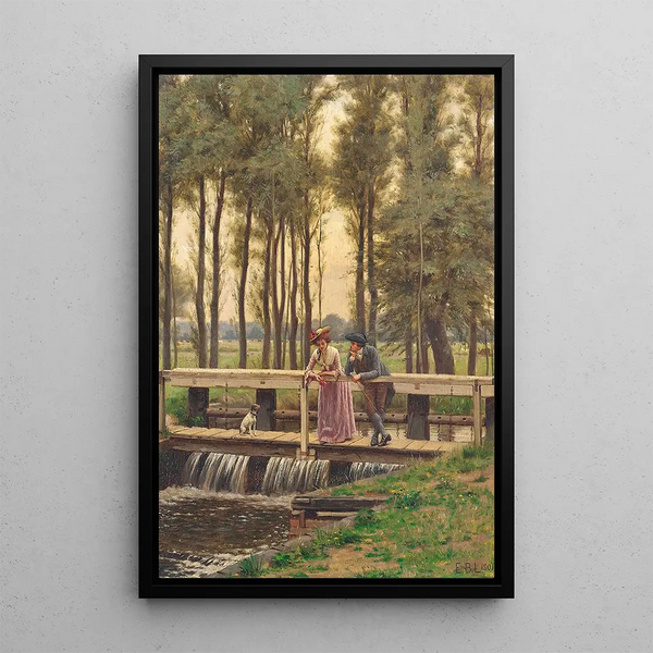 The Meeting Place - Edmund Blair Leighton — framed artwork on a wall