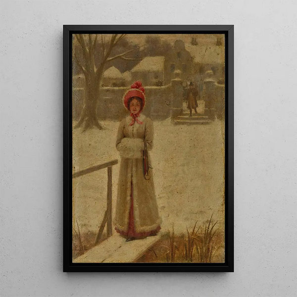 The Winter Walk - Edmund Blair Leighton — framed artwork on a wall