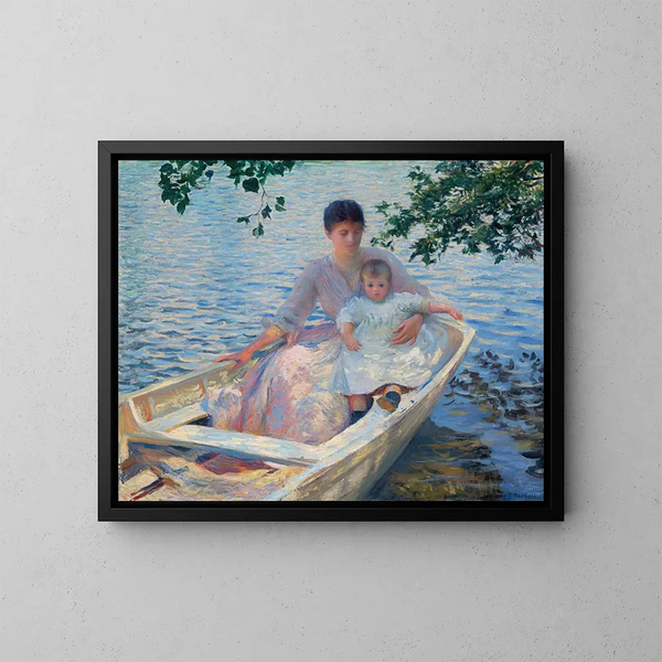 Mother and Child in a Boat - Edmund Charles Tarbell — framed artwork on a wall