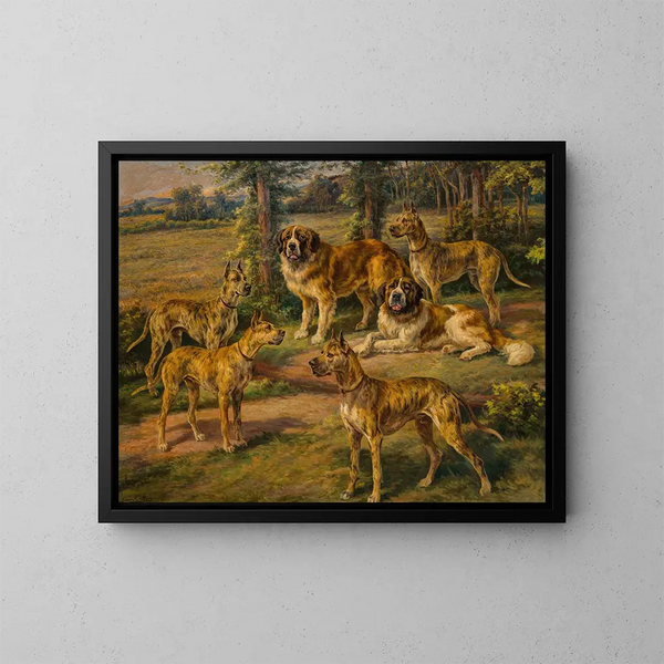 Les chiens de Harold Lloyd - Edmund Henry Osthaus — framed artwork on a wall