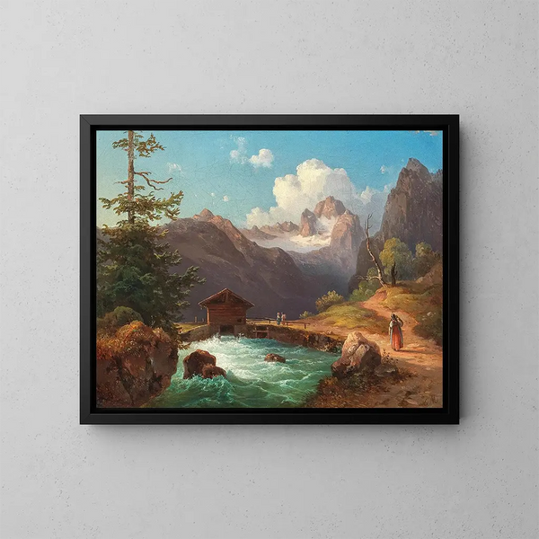 A view of the Dachstein massif - Edmund Mahlknecht — framed artwork on a wall