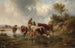 Koe met herders bij de waterkant - Edmund Mahlknecht — weergave van het kunstwerk