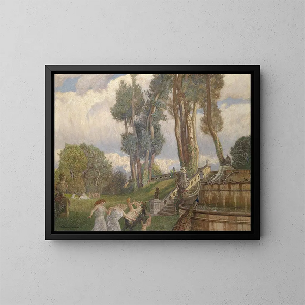 Children playing - Eduard Ameseder — framed artwork on a wall