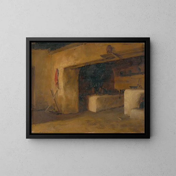 Cottage Interior Painting - Eduard Ballo — framed artwork on a wall