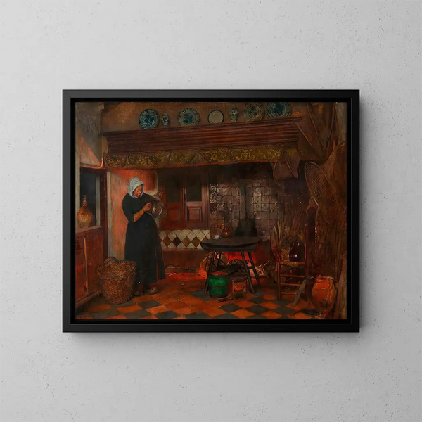 Interior of Dutch Kitchen - Eduard Charlemont — framed artwork on a wall