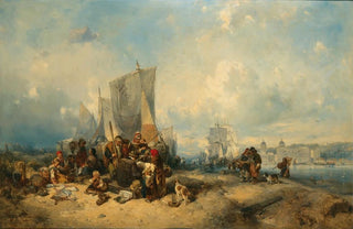 Eduard Hildebrandt - A Lively Scene on the Thames Embankment in the Background the Old Royal Navy College in Greenwich.webp