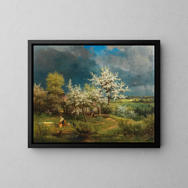 A Storm Brewing in Spring - Eduard Leonhardi — framed artwork on a wall