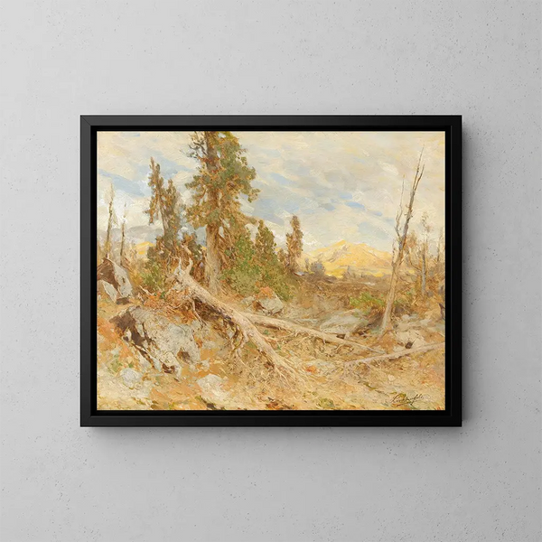 Falling Trees - Eduard Peithner von Lichtenfels — framed artwork on a wall