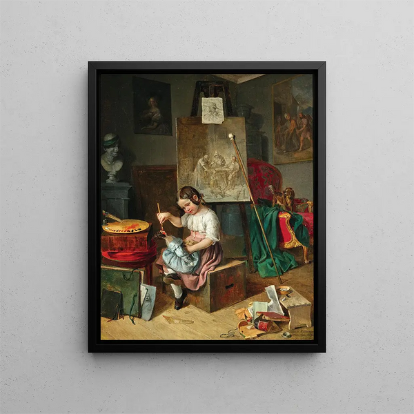 The Young Artist in the Studio - Eduard Ritter — framed artwork on a wall