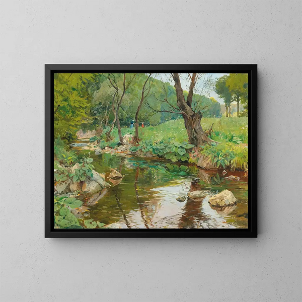 in the Sattelbach near Heiligenkreuz - Eduard Zetsche — framed artwork on a wall