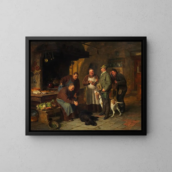 A good roast - Eduard von Grützner — framed artwork on a wall