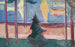 Strandlandschap met bomen en boten - Edvard Munch — weergave van het kunstwerk