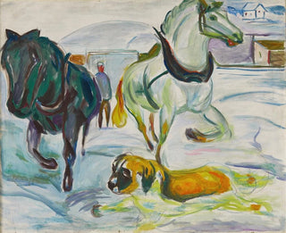 Edvard Munch - Horse Team and a St Bernhard in the Snow.webp