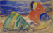 Melancholie, vrouw huilend op het strand - Edvard Munch — weergave van het kunstwerk