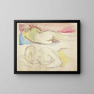 Twee liggende naakten - Edvard Munch — ingelijst kunstwerk aan de muur