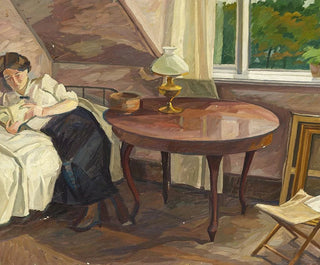 Edvard Weie - Interir med lsende kvinde.webp
