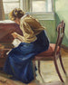binnenkant met zittende vrouw - Edvard Weie — weergave van het kunstwerk