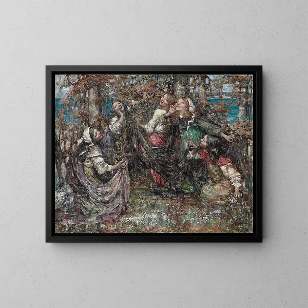 Ronde des roses - Edward Atkinson Hornel — framed artwork on a wall