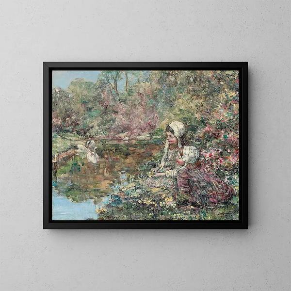 Les bois du lac - Edward Atkinson Hornel — framed artwork on a wall