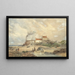 Kinderen die op het strand spelen met een rokende huis in de verte - Edward Duncan — ingelijst kunstwerk aan de muur
