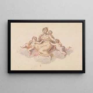 Edward Francis Burney - Mother and Children Seated on Cloud.webp