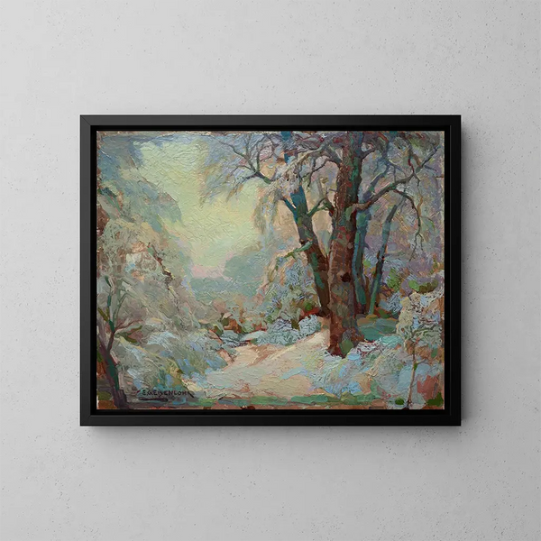 Winter Landscape Painting - Edward G. Eisenlohr — framed artwork on a wall